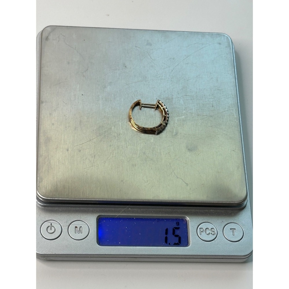 10k MSI Gold Hoop Diamonds Earring SINGLE ONLY ONE Hinged Post *Missing 1 Stone - Picture 15 of 15